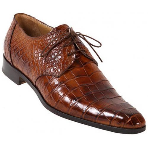 Mauri "2500" Rust Genuine All-Over Alligator Hand Painted Lace Up Shoes.